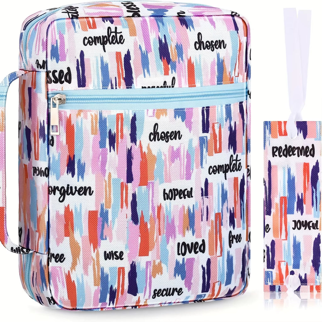 Bible Cover, Bible Cover Women'S Bible Bag with Bookmarks Portable Bible Carrying Case for Girls as a Catholic Christian Gift, L