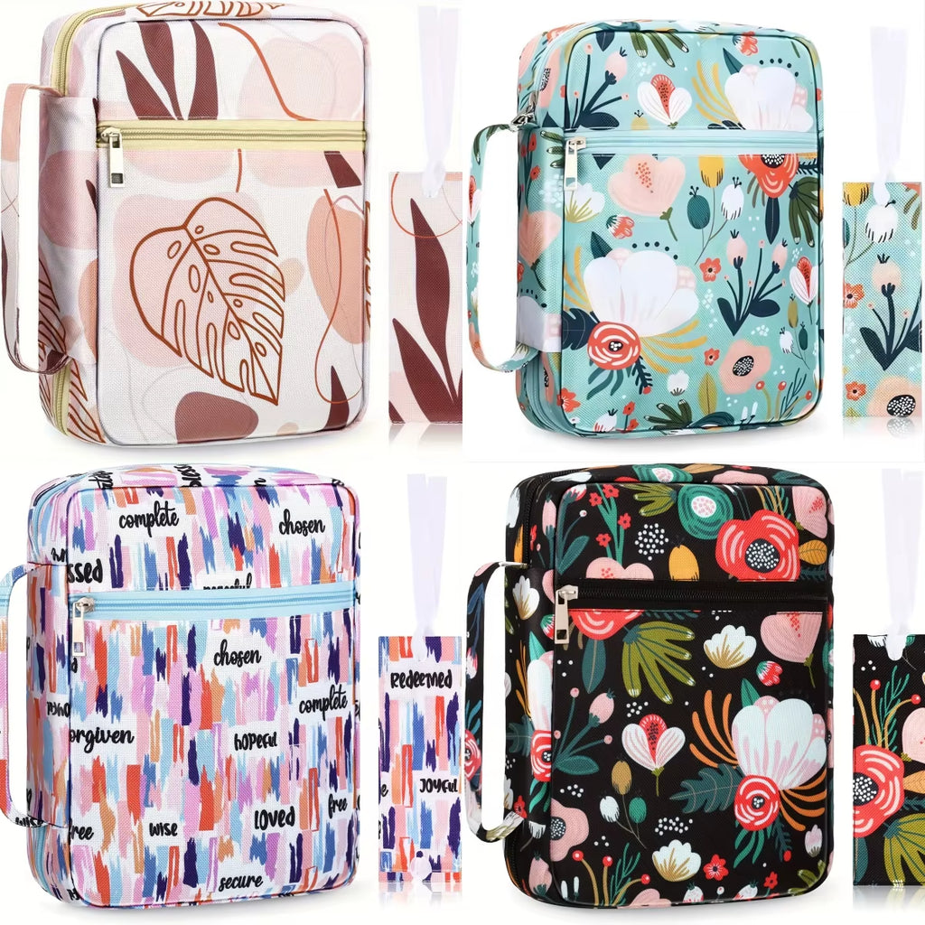 Bible Cover, Bible Cover Women'S Bible Bag with Bookmarks Portable Bible Carrying Case for Girls as a Catholic Christian Gift, L