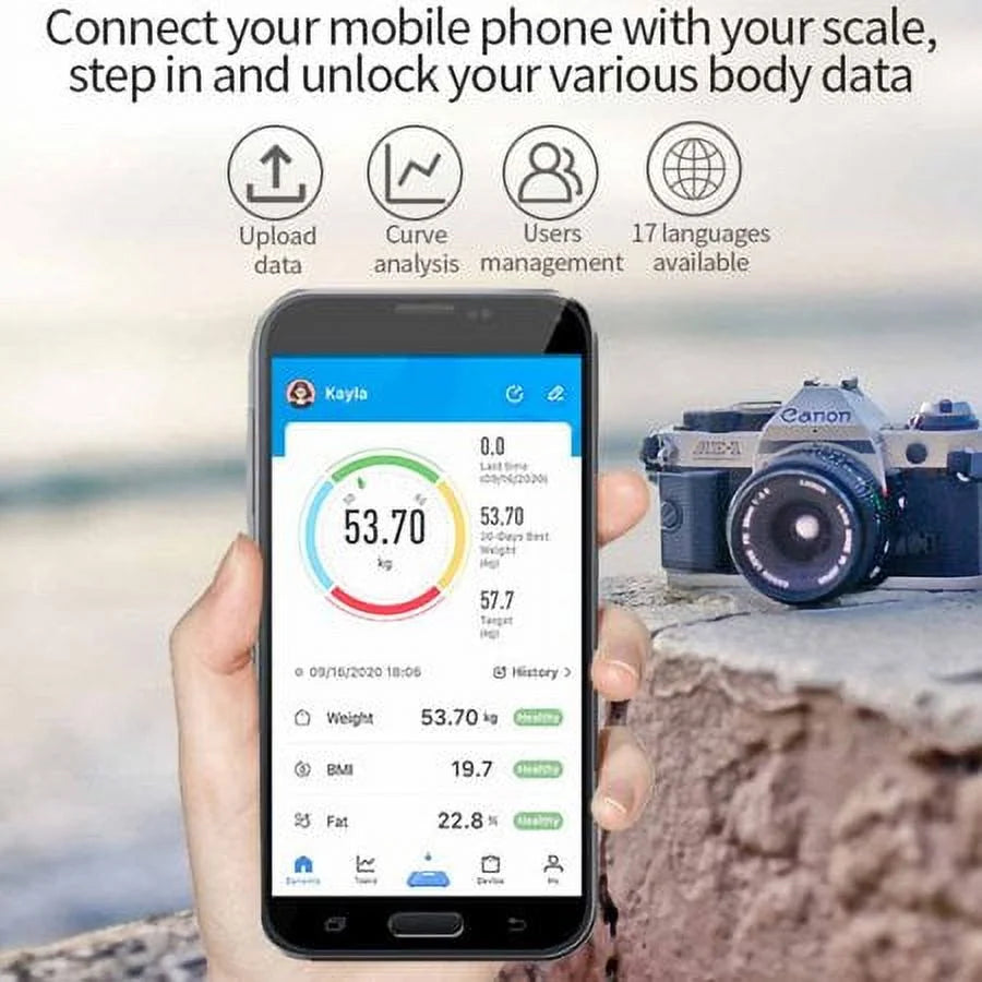 Bluetooth Smart Bathroom Scales for Body Weight Digital Scale Body Fat BMI Scale,Auto Body Composition Analyzer with Smartphone App,Best Fitness Weight Loss Scale Health Monitor-Black